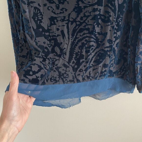 Simply Vera Wang Burnout Velvet Top Sz XL Teal Black Whimsigoth Fairy Grunge - Picture 10 of 12